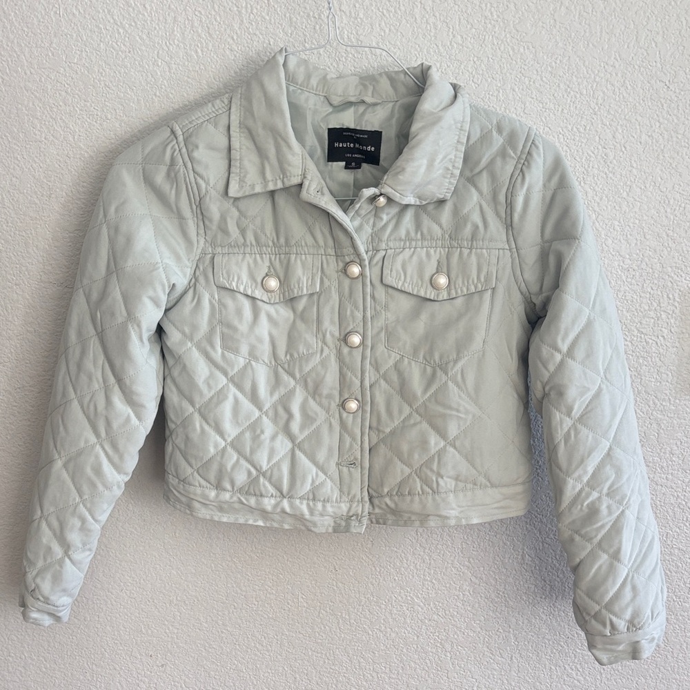 Haute Monde Light Gray Quilted Kids Jacket